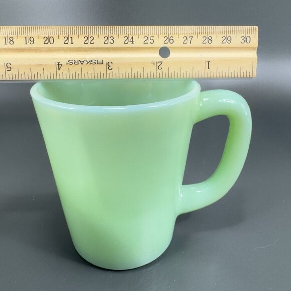 Vintage Jeanette Glass M Mark Jadeite Green Mug Cup Heavy Glass Kitchenware VTG - Picture 3 of 10